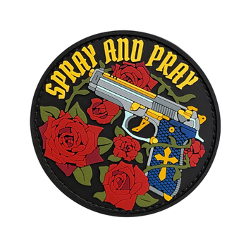 ПВХ патч "SPRAY AND PRAY" круглий ST-19 фото